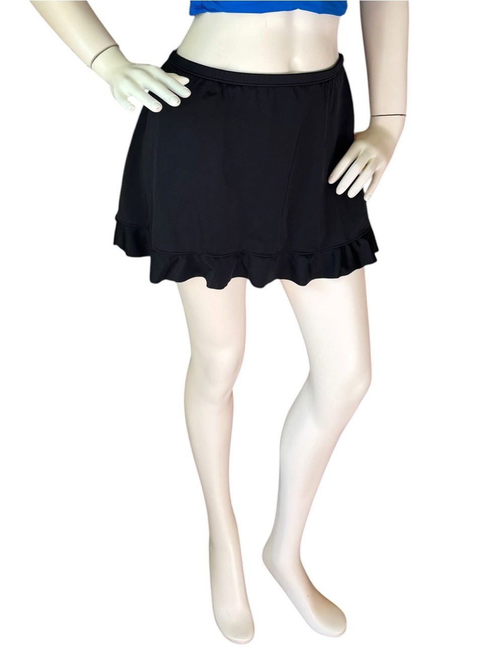 Black Ruffle Hem Women's Swim Skirt, Women’s Size 14